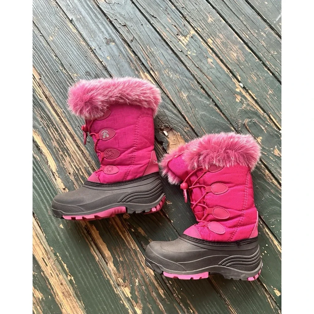 Kamik Kids Girls snow Boots Size 10 Fushia Lace Up  1 Pink Faux Fur
